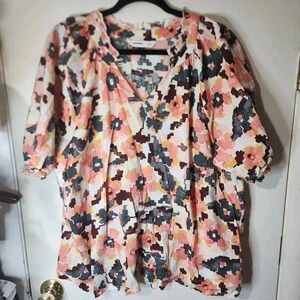 SONOMA PLUS SIZE XXL SHORT SLEEVE V-NECK TOP